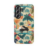 Tropical Piano Samsung Galaxy Phone Case - Floral Design for Music Lovers
