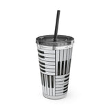 Piano Keys Design 01 on Tumbler with Straw - 16oz, Perfect for Music Lovers