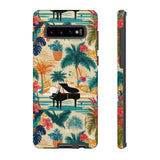 Tropical Piano Samsung Galaxy Phone Case - Floral Design for Music Lovers