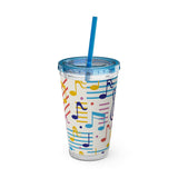 Music Notes Design 02 on Tumbler with Straw - 16oz, Perfect for Music Lovers