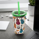Sunsplash Musical Instruments Design 03 on Tumbler with Straw - 16oz, Perfect for Music Lovers