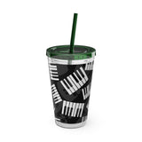 Piano Keys Design 03 on Tumbler with Straw - 16oz, Perfect for Music Lovers