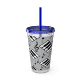 Piano Keys Design 04 on Tumbler with Straw - 16oz, Perfect for Music Lovers