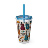 Sunsplash Musical Instruments Design 03 on Tumbler with Straw - 16oz, Perfect for Music Lovers