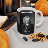 JS Bach Portrait on Ceramic Mug 11oz - Musician Gift, Coffee Cup for Music Lovers