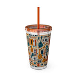 Sunsplash Musical Instruments Design 01 on Tumbler with Straw - 16oz, Perfect for Music Lovers