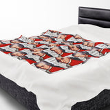 Mozart and Manuscript Design on Velveteen Plush Blanket for Music Lovers