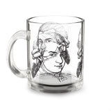 Mozart Sketch Design on Glass Mug - 10oz Coffee Cup for Music Lovers