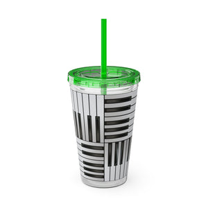 Piano Keys Design 01 on Tumbler with Straw - 16oz, Perfect for Music Lovers