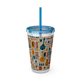 Sunsplash Musical Instruments Design 01 on Tumbler with Straw - 16oz, Perfect for Music Lovers