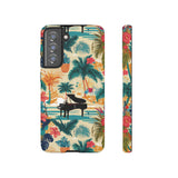 Tropical Piano Samsung Galaxy Phone Case - Floral Design for Music Lovers