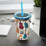 Sunsplash Musical Instruments Design 03 on Tumbler with Straw - 16oz, Perfect for Music Lovers