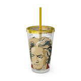Beethoven Design 02 on Tumbler with Straw - 16oz, Perfect for Music Lovers