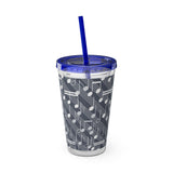 Music Notes Design 03 on Tumbler with Straw - 16oz, Perfect for Music Lovers