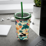Sunsplash Tropical Piano Design 01 on Tumbler with Straw - 16oz, Perfect for Music Lovers