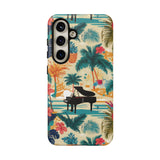 Tropical Piano Samsung Galaxy Phone Case - Floral Design for Music Lovers