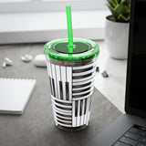 Piano Keys Design 01 on Tumbler with Straw - 16oz, Perfect for Music Lovers