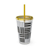 Piano Keys Design 01 on Tumbler with Straw - 16oz, Perfect for Music Lovers