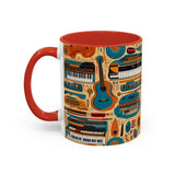 Musical Instruments Design 02 on Accent Coffee Mug - Beautiful Design for Music Lovers