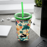 Sunsplash Tropical Piano Design 01 on Tumbler with Straw - 16oz, Perfect for Music Lovers