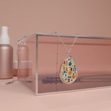 Musical Instruments Design 01 on Oval Necklace - Silver Teardrop Pendant