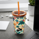Sunsplash Tropical Piano Design 01 on Tumbler with Straw - 16oz, Perfect for Music Lovers