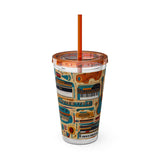 Sunsplash Musical Instruments Design 02 on Tumbler with Straw - 16oz, Perfect for Music Lovers