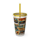 Sunsplash Musical Instruments Design 02 on Tumbler with Straw - 16oz, Perfect for Music Lovers