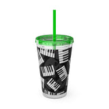 Piano Keys Design 03 on Tumbler with Straw - 16oz, Perfect for Music Lovers