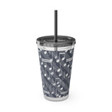 Music Notes Design 03 on Tumbler with Straw - 16oz, Perfect for Music Lovers