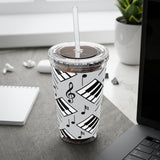 Piano Keys Design 04 on Tumbler with Straw - 16oz, Perfect for Music Lovers