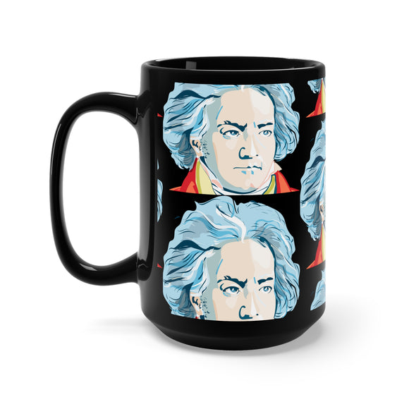 Beethoven Pattern on Black Mug 15oz