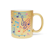 Musical Notes Design 02 on Metallic Mug (Silver / Gold) 11 oz Beautiful Design For Music Lovers