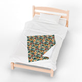 Tropical Piano Design on Velveteen Plush Blanket for Music Lovers