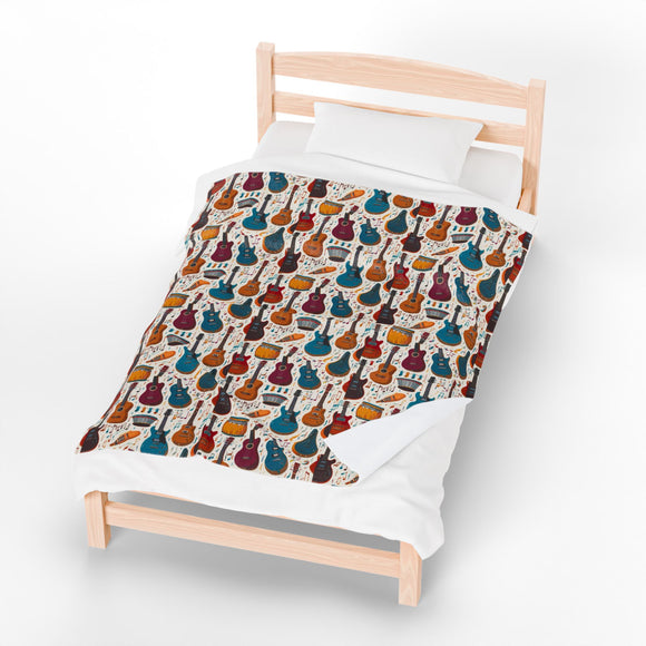 Musical Instruments Design 03 on Velveteen Plush Blanket for Music Lovers