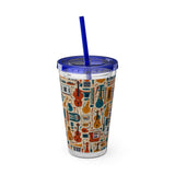 Sunsplash Musical Instruments Design 01 on Tumbler with Straw - 16oz, Perfect for Music Lovers