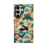 Tropical Piano Samsung Galaxy Phone Case - Floral Design for Music Lovers