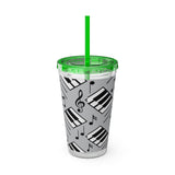 Piano Keys Design 04 on Tumbler with Straw - 16oz, Perfect for Music Lovers