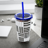 Piano Keys Design 01 on Tumbler with Straw - 16oz, Perfect for Music Lovers