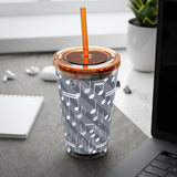 Music Notes Design 03 on Tumbler with Straw - 16oz, Perfect for Music Lovers