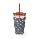 Music Notes Design 03 on Tumbler with Straw - 16oz, Perfect for Music Lovers