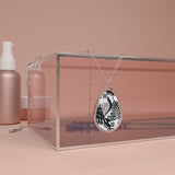 Piano Keys Design 02 on Oval Necklace - Silver Teardrop Pendant