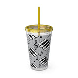 Piano Keys Design 04 on Tumbler with Straw - 16oz, Perfect for Music Lovers