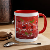 Merry Christmas Musical Notes Design on an Accent Coffee Mug, 11oz