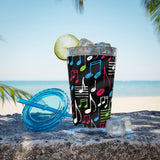Music Notes Design 04 on Tumbler with Straw - 16oz, Perfect for Music Lovers