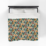 Tropical Piano Design on Velveteen Plush Blanket for Music Lovers