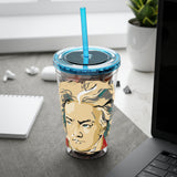 Beethoven Design 02 on Tumbler with Straw - 16oz, Perfect for Music Lovers