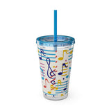 Music Notes Design 02 on Tumbler with Straw - 16oz, Perfect for Music Lovers