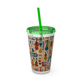 Sunsplash Musical Instruments Design 01 on Tumbler with Straw - 16oz, Perfect for Music Lovers