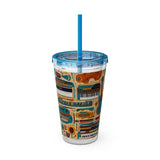 Sunsplash Musical Instruments Design 02 on Tumbler with Straw - 16oz, Perfect for Music Lovers